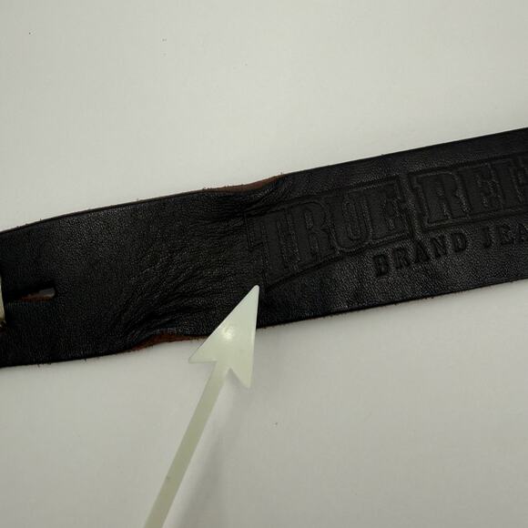 True Religion Jeans Belt Women\'s Size 22 NWT with Flaws Brown Leather Silver main image 7